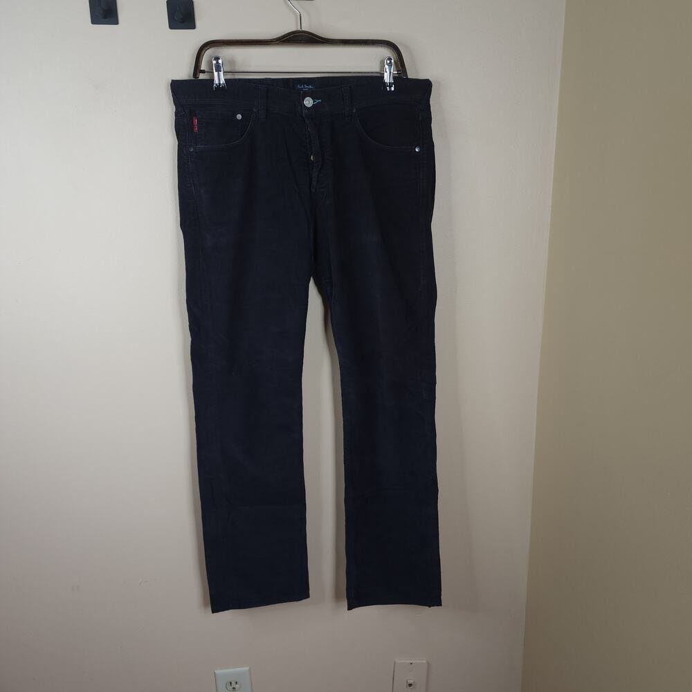 Paul Smith Jeans Corduroy Button-Fly Pants in Blue Size 34L DAMAGED